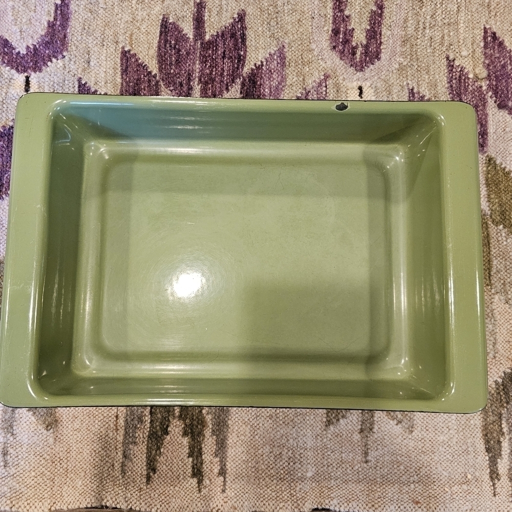 Catherineholm Enamelwear Large Baking Pan Green Lotus Leaf Mid Century - Picture 3 of 9